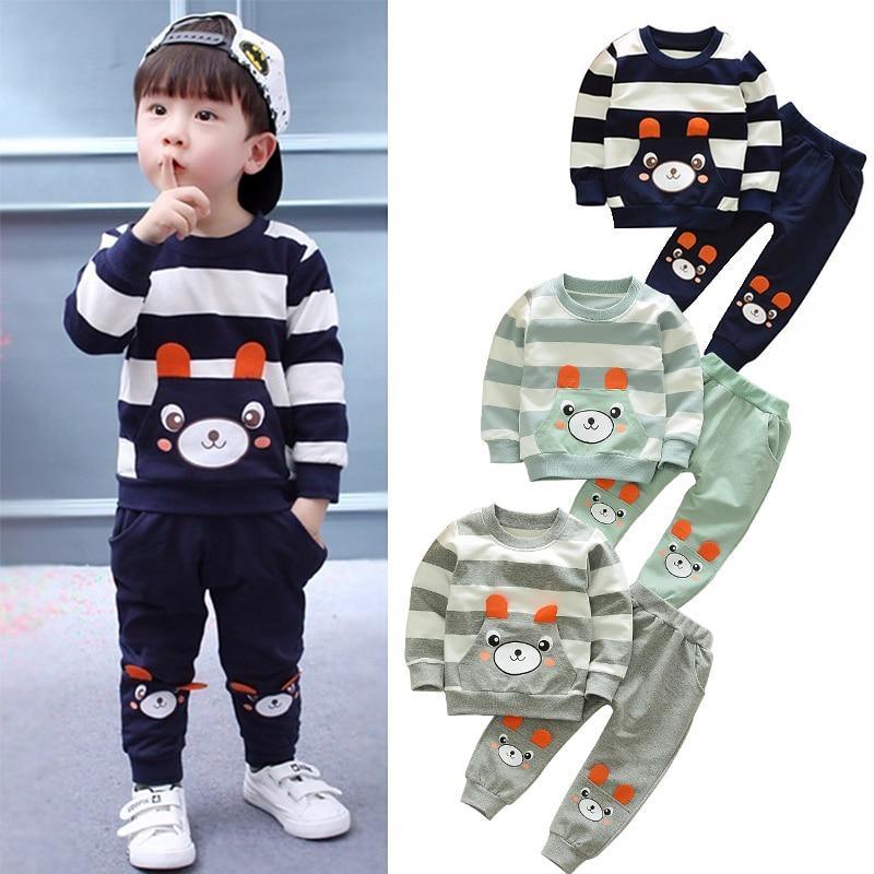 Bear Hug Striped Two-Piece Set