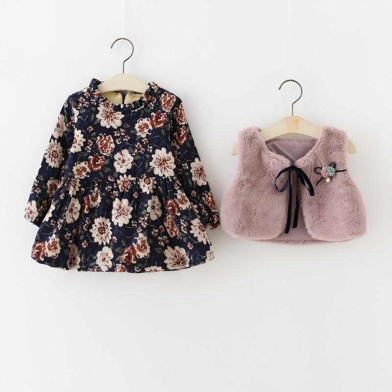 Vintage Floral Dress & Vest Set
